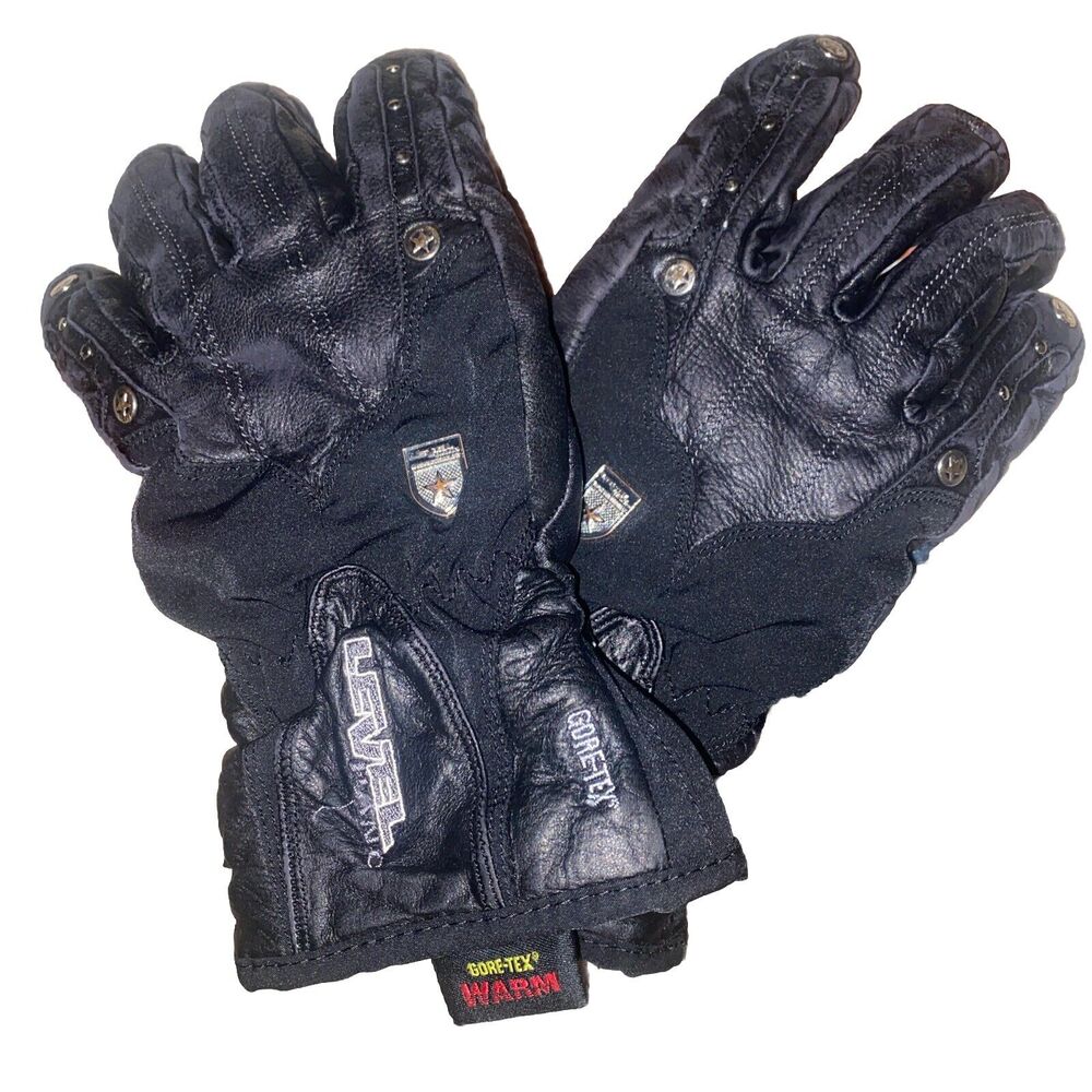 Level Hand Leather Gore-Tex Ski/Snowboard Gloves Men’s SZ L Black Accents